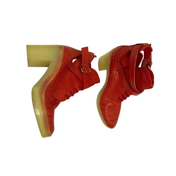 Alexander Wang Red Leather Heeled Boots Size 9.5 - Picture 6 of 10